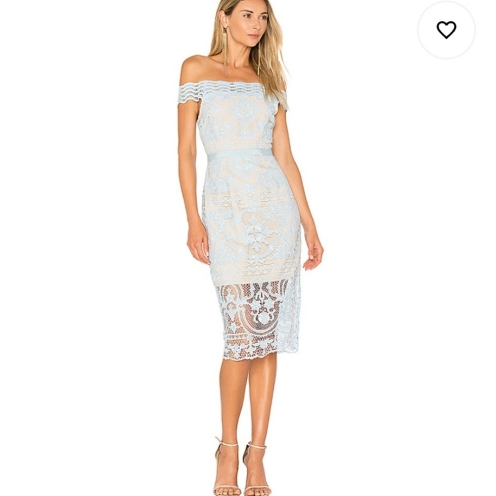Revolve Aijek Padua Lace Light Blue Dress